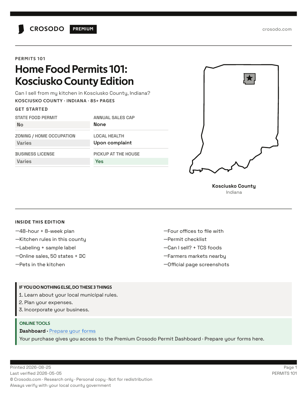 Permit Guide 101 cover for Kosciusko County