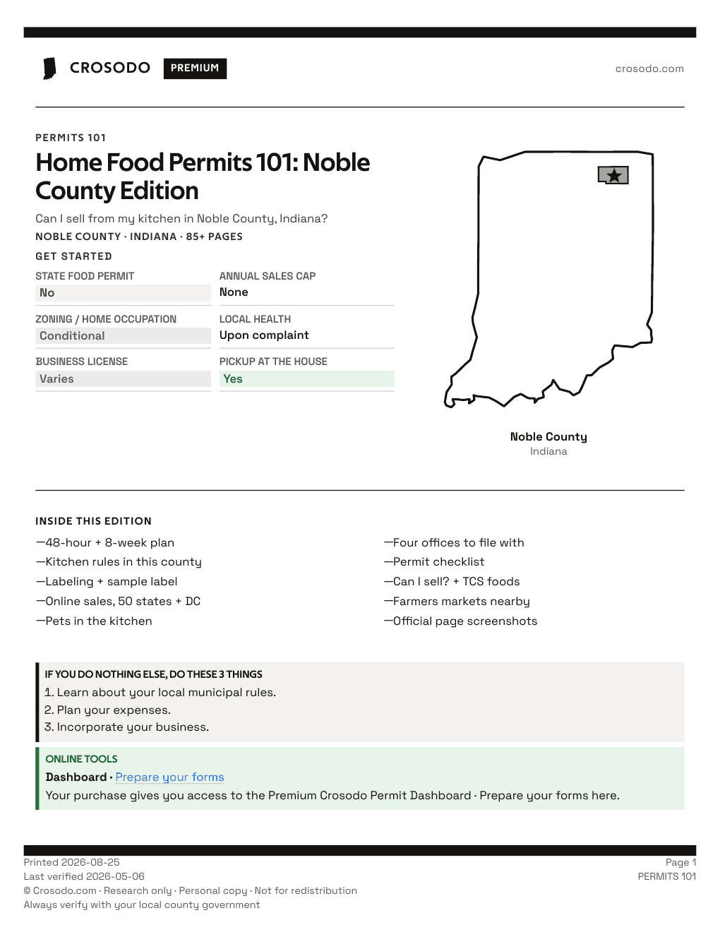 Permit Guide 101 cover for Noble County