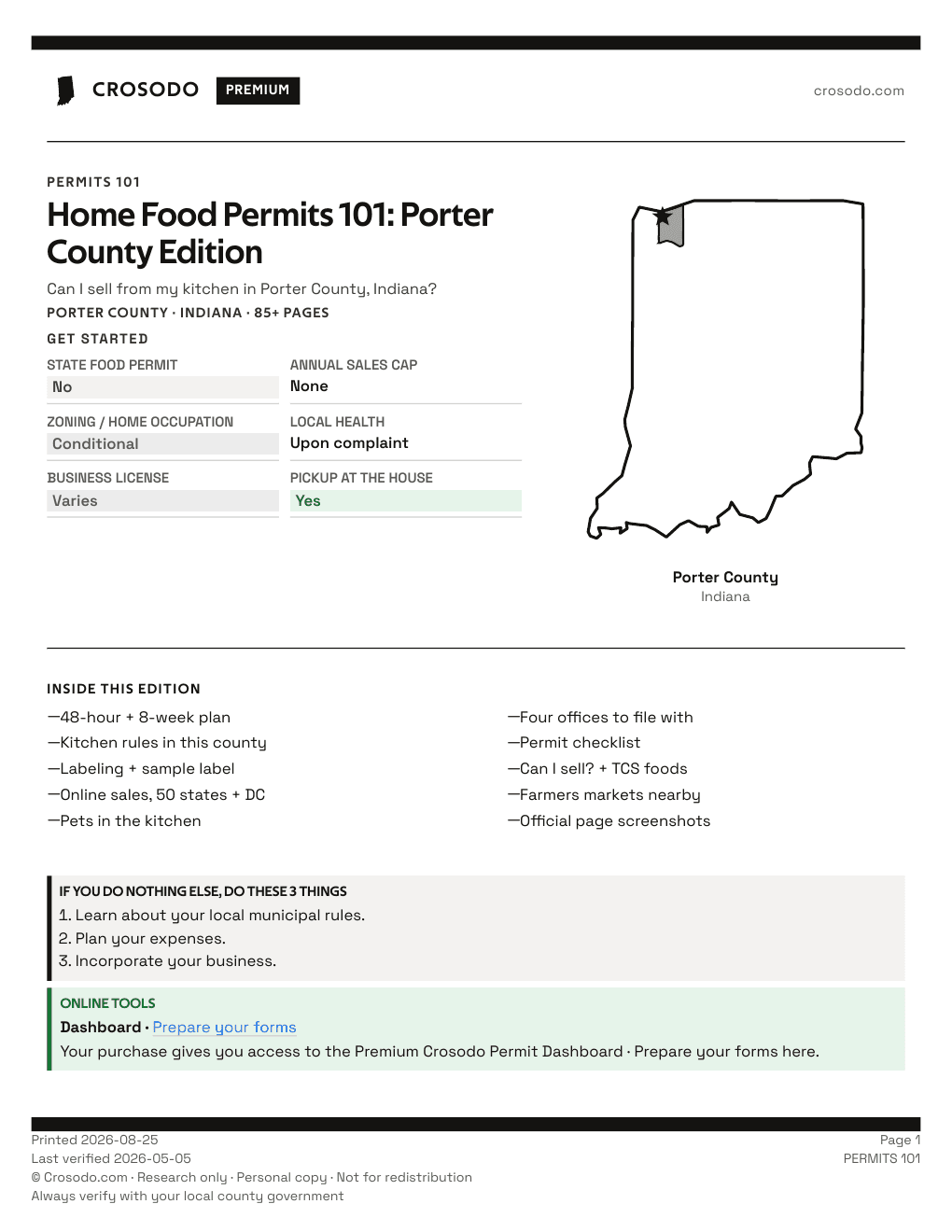 Permit Guide 101 cover for Porter County