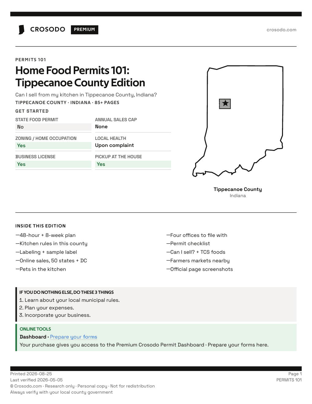 Permit Guide 101 cover for Tippecanoe County