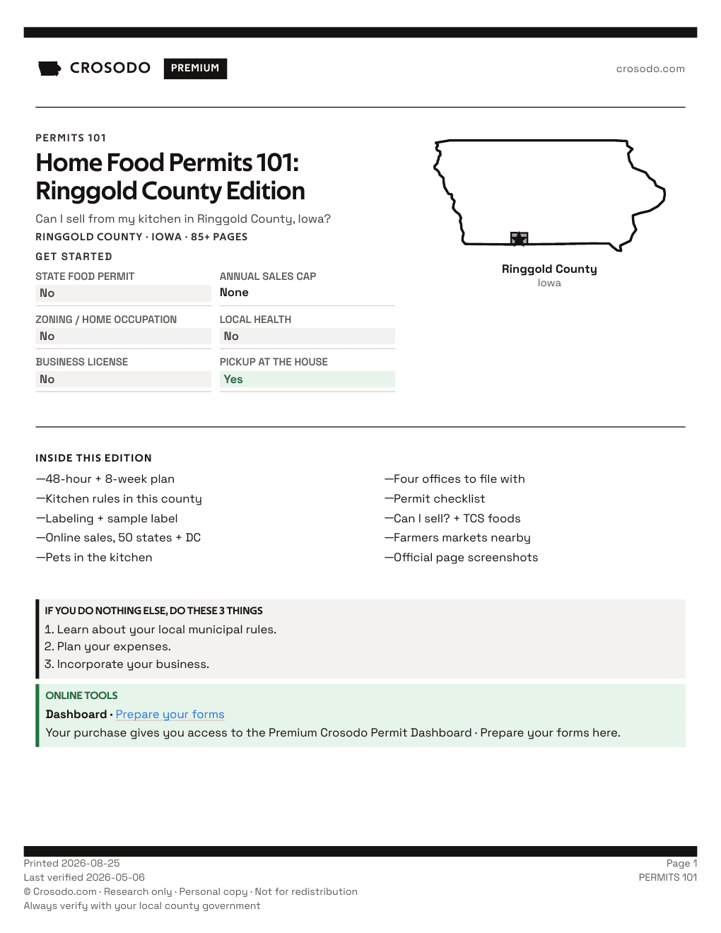 Permit Guide cover for Ringgold County