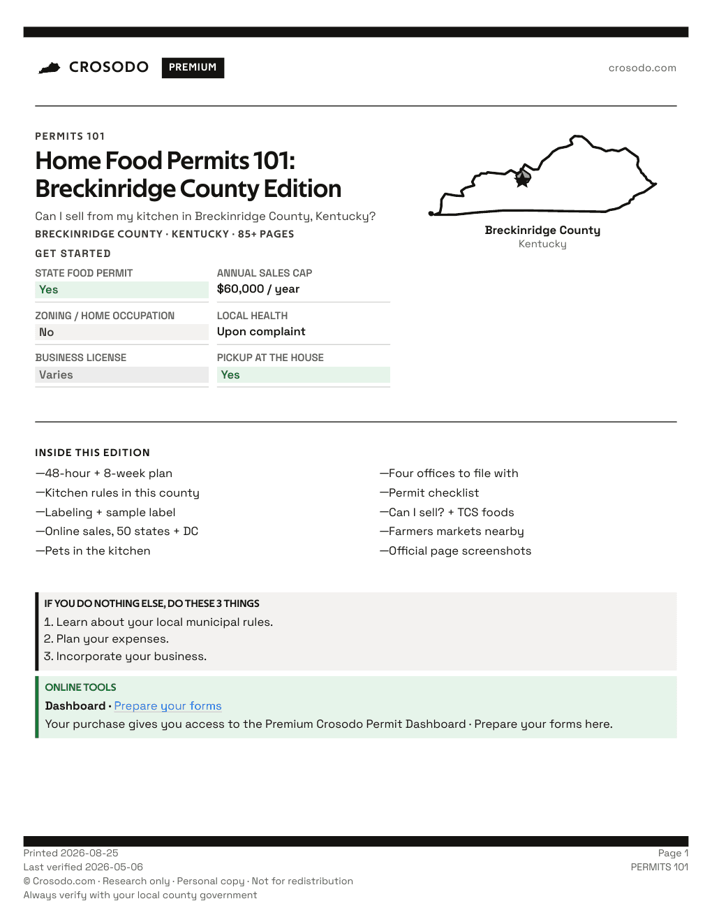 Permit Guide 101 cover for Breckinridge County
