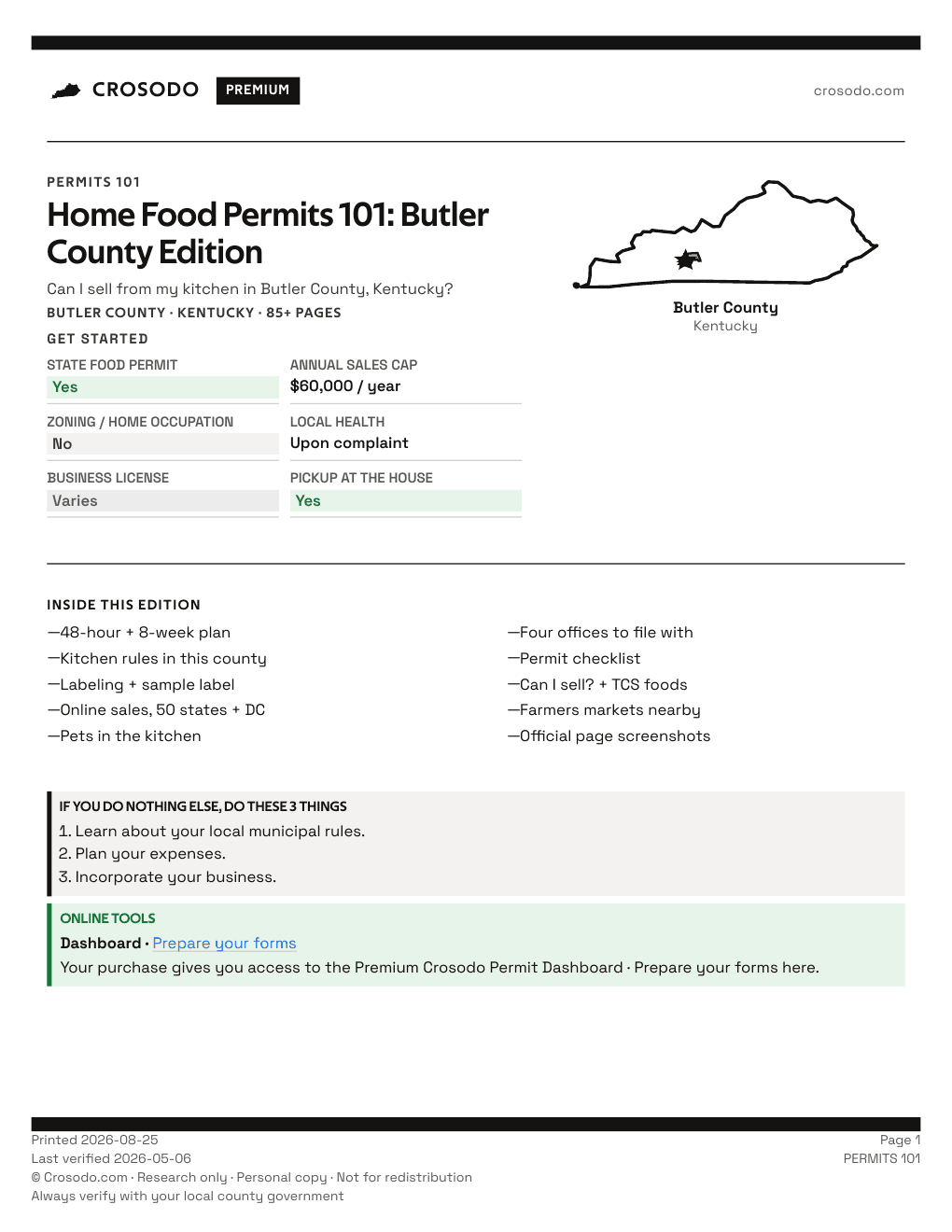 Permit Guide 101 cover for Butler County