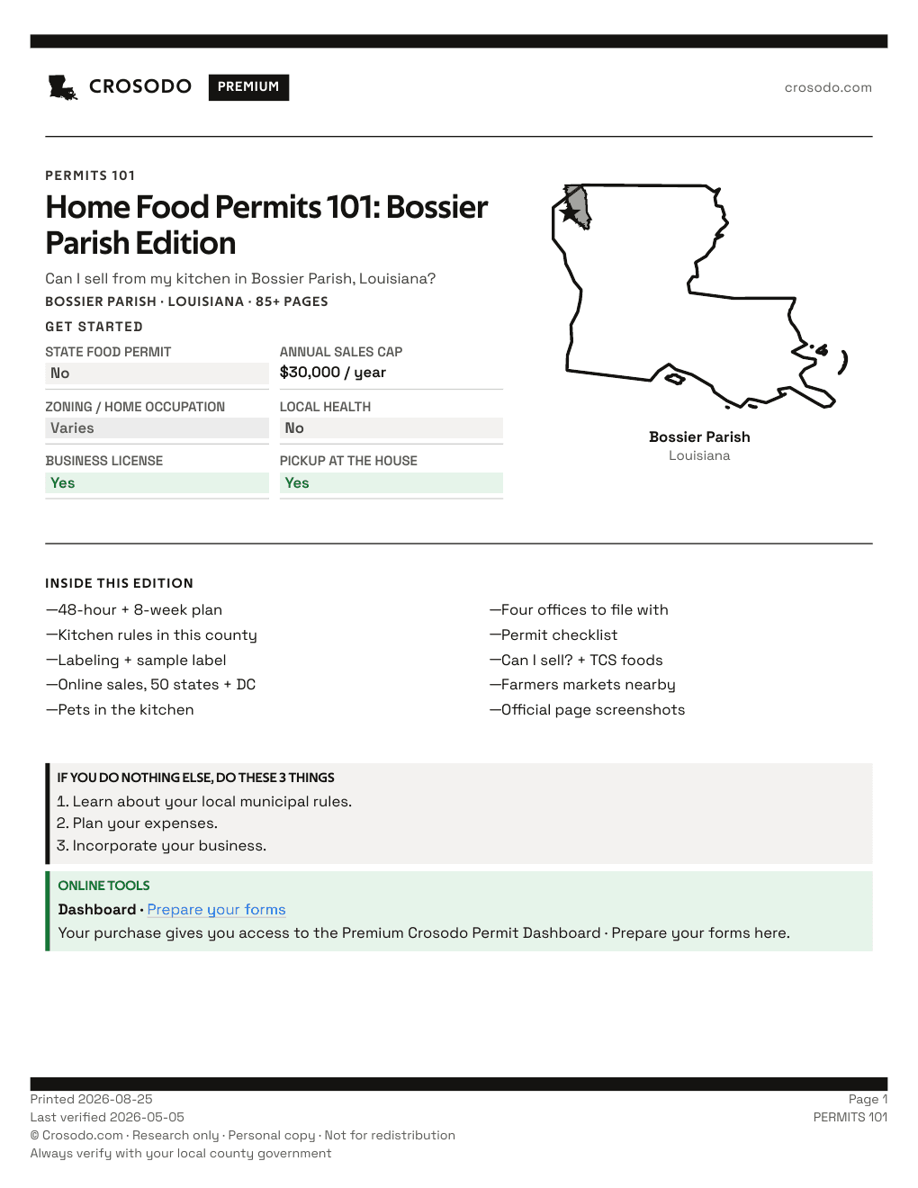 Permit Guide 101 cover for Bossier Parish