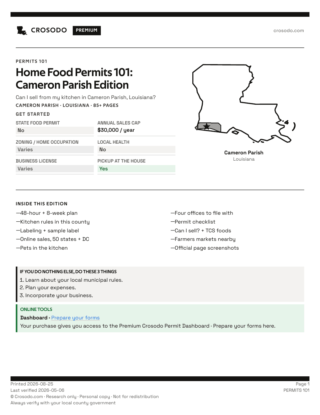 Permit Guide 101 cover for Cameron Parish