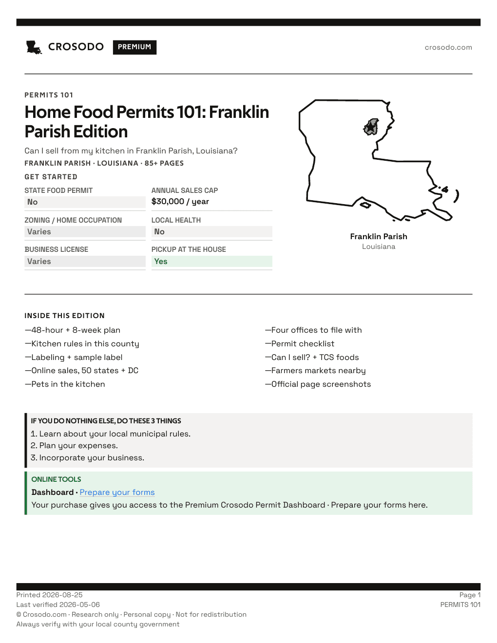 Permit Guide 101 cover for Franklin Parish