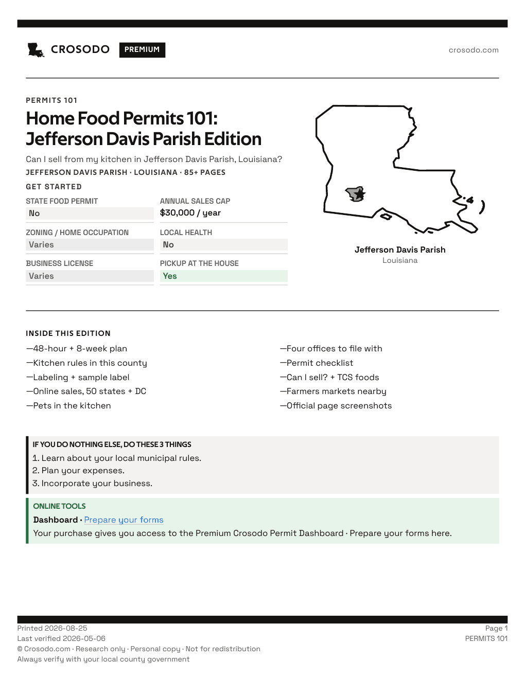 Permit Guide 101 cover for Jefferson Davis Parish