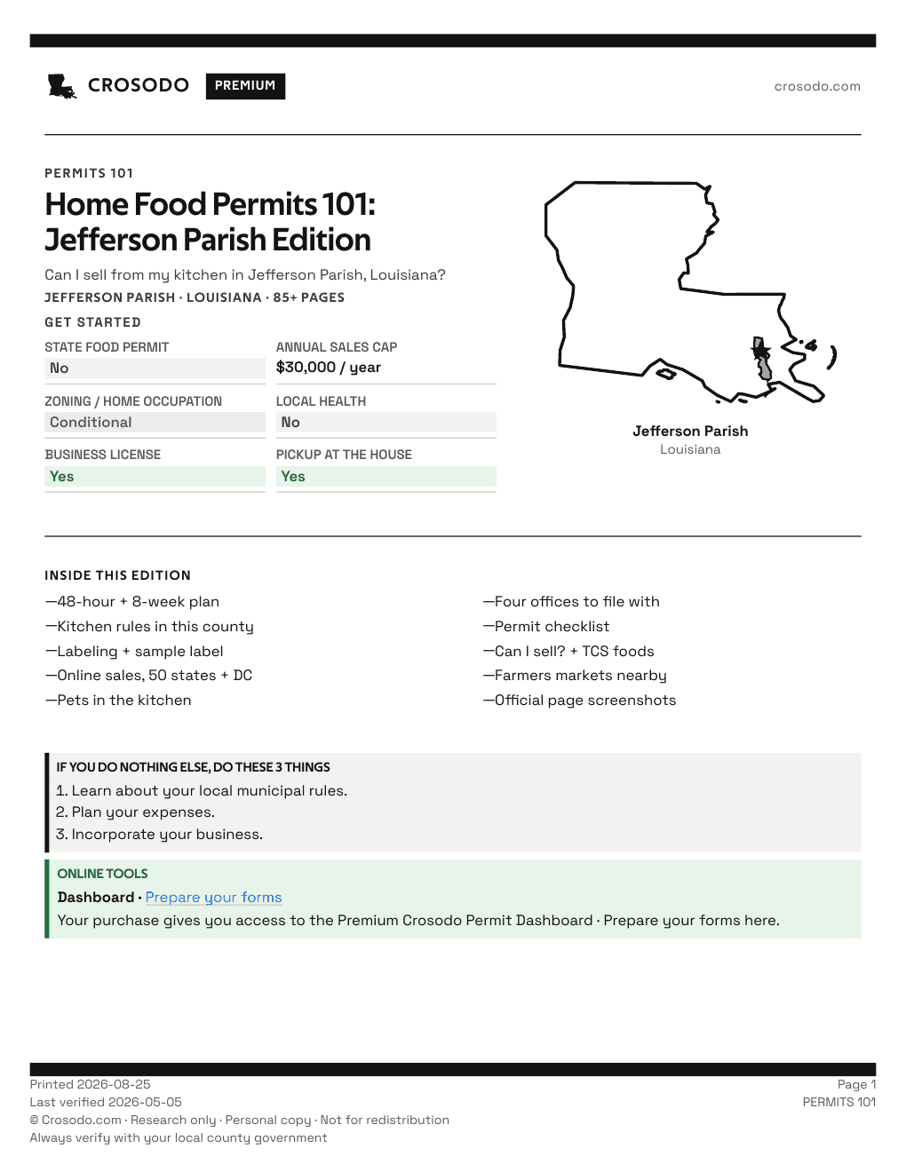 Permit Guide 101 cover for Jefferson Parish