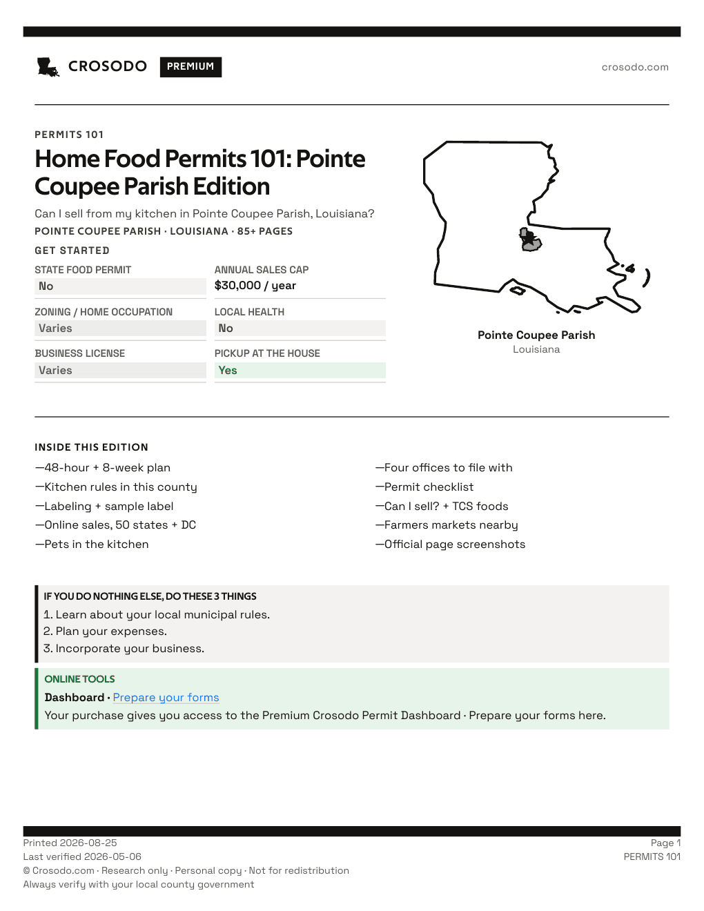 Permit Guide 101 cover for Pointe Coupee Parish