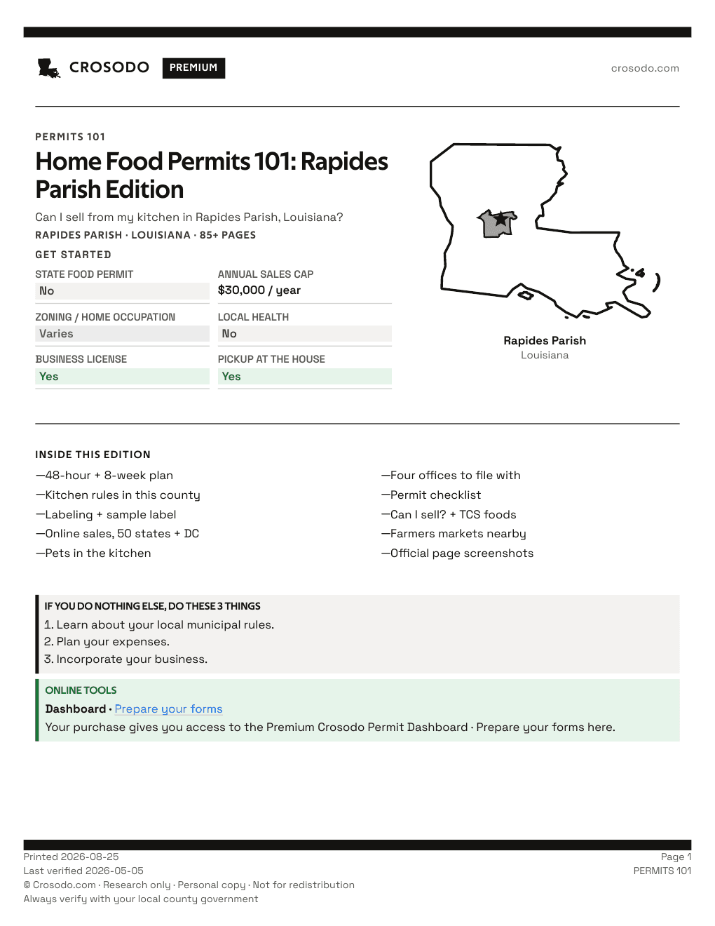 Permit Guide 101 cover for Rapides Parish