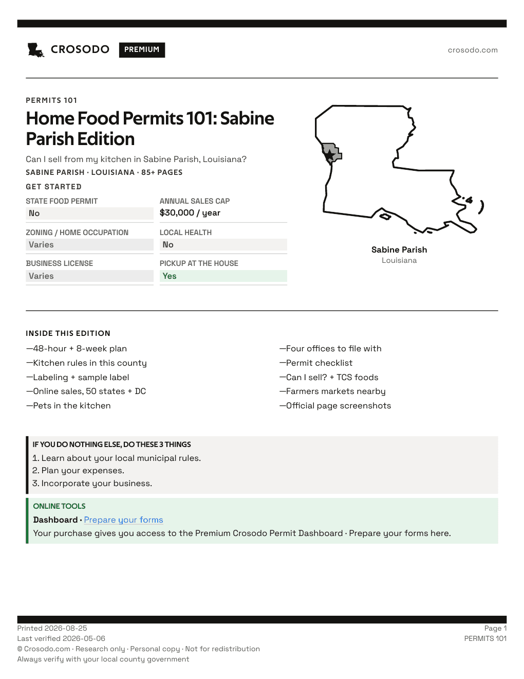 Permit Guide 101 cover for Sabine Parish