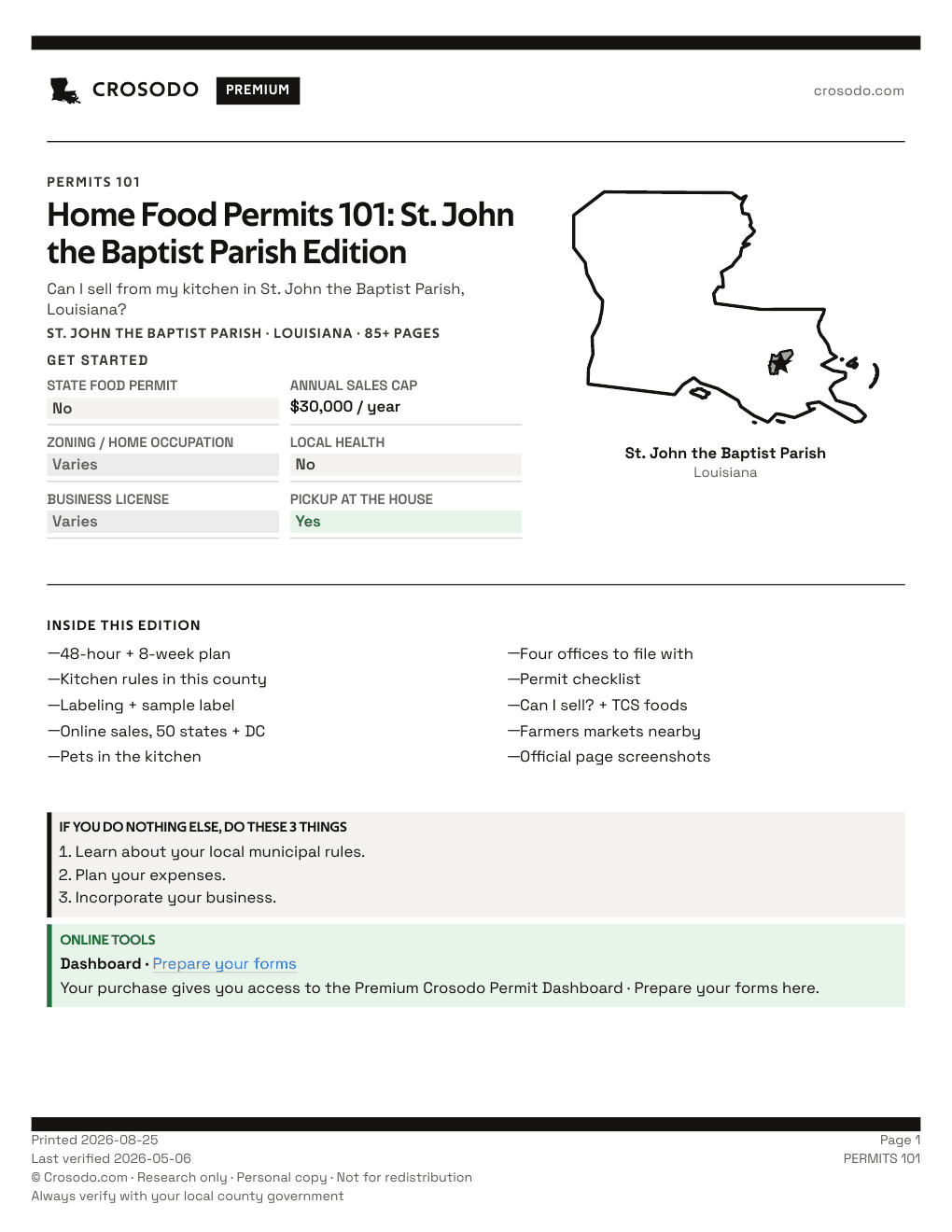 Permit Guide 101 cover for St. John the Baptist Parish
