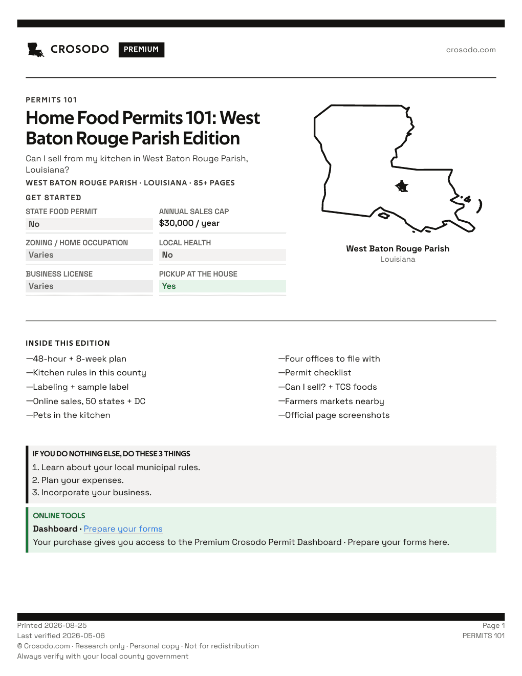Permit Guide 101 cover for West Baton Rouge Parish