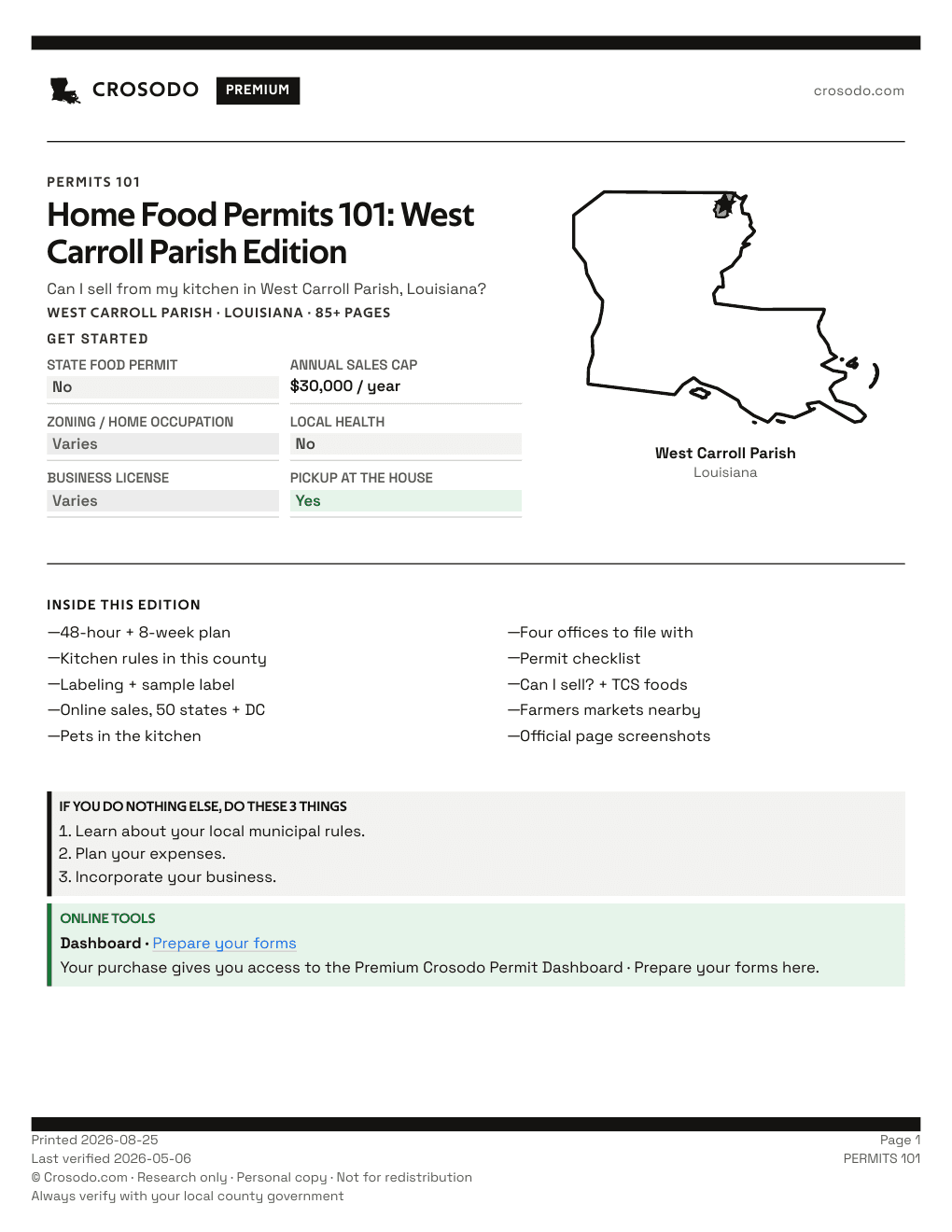 Permit Guide 101 cover for West Carroll Parish