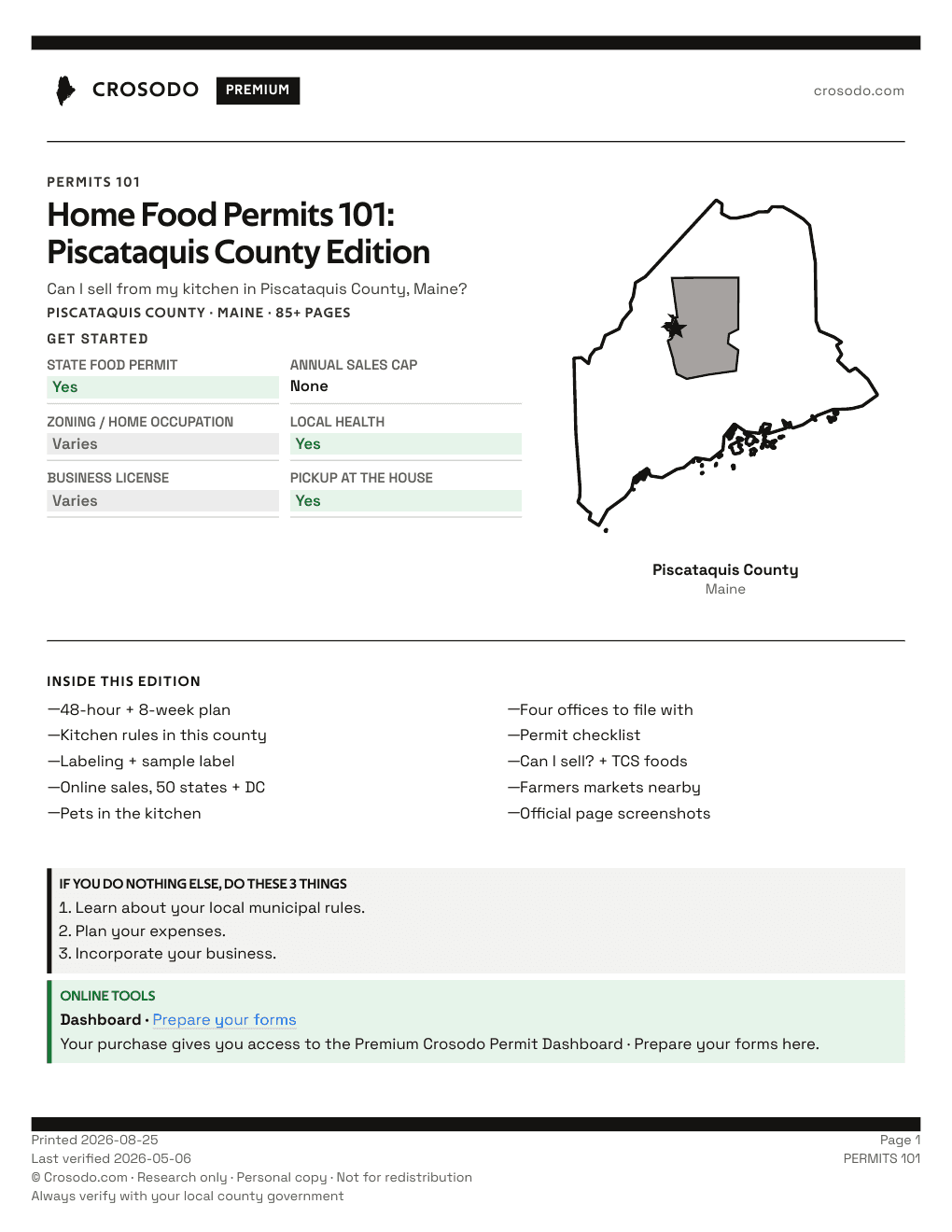 Permit Guide 101 cover for Piscataquis County