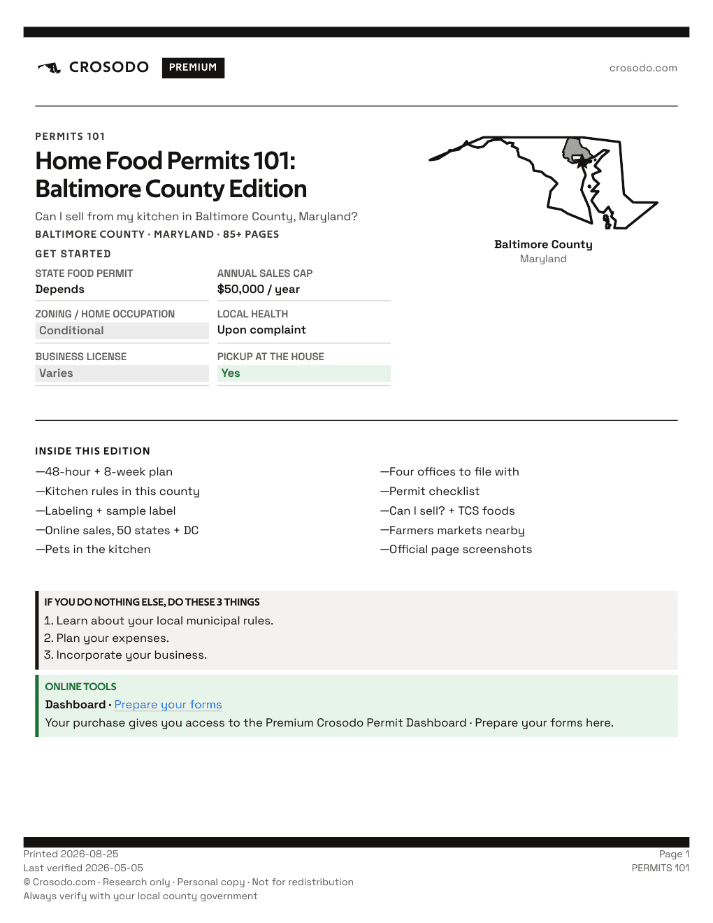 Permit Guide 101 cover for Baltimore County