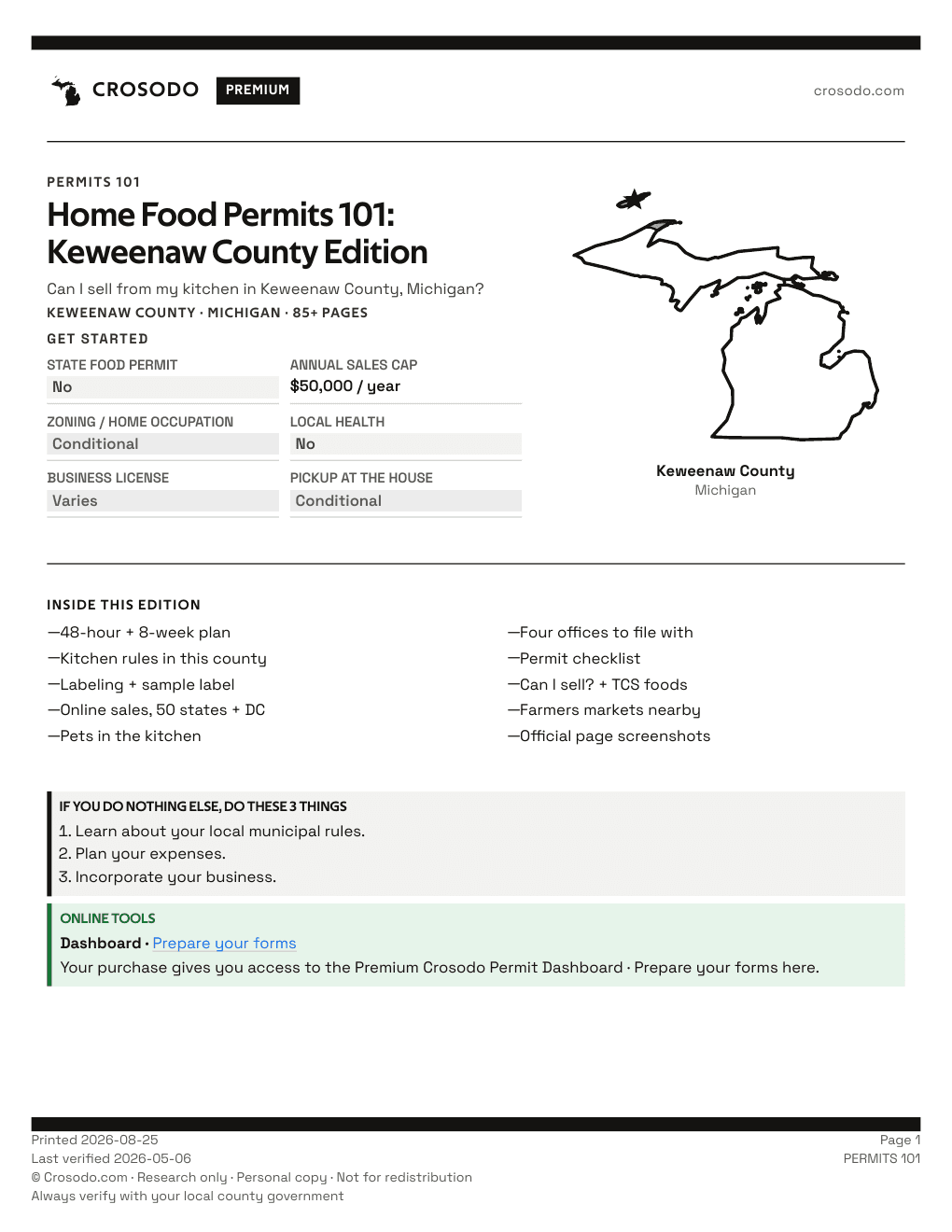 Permit Guide 101 cover for Keweenaw County