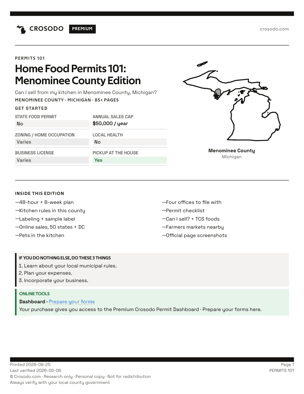 Permit Guide 101 cover for Menominee County