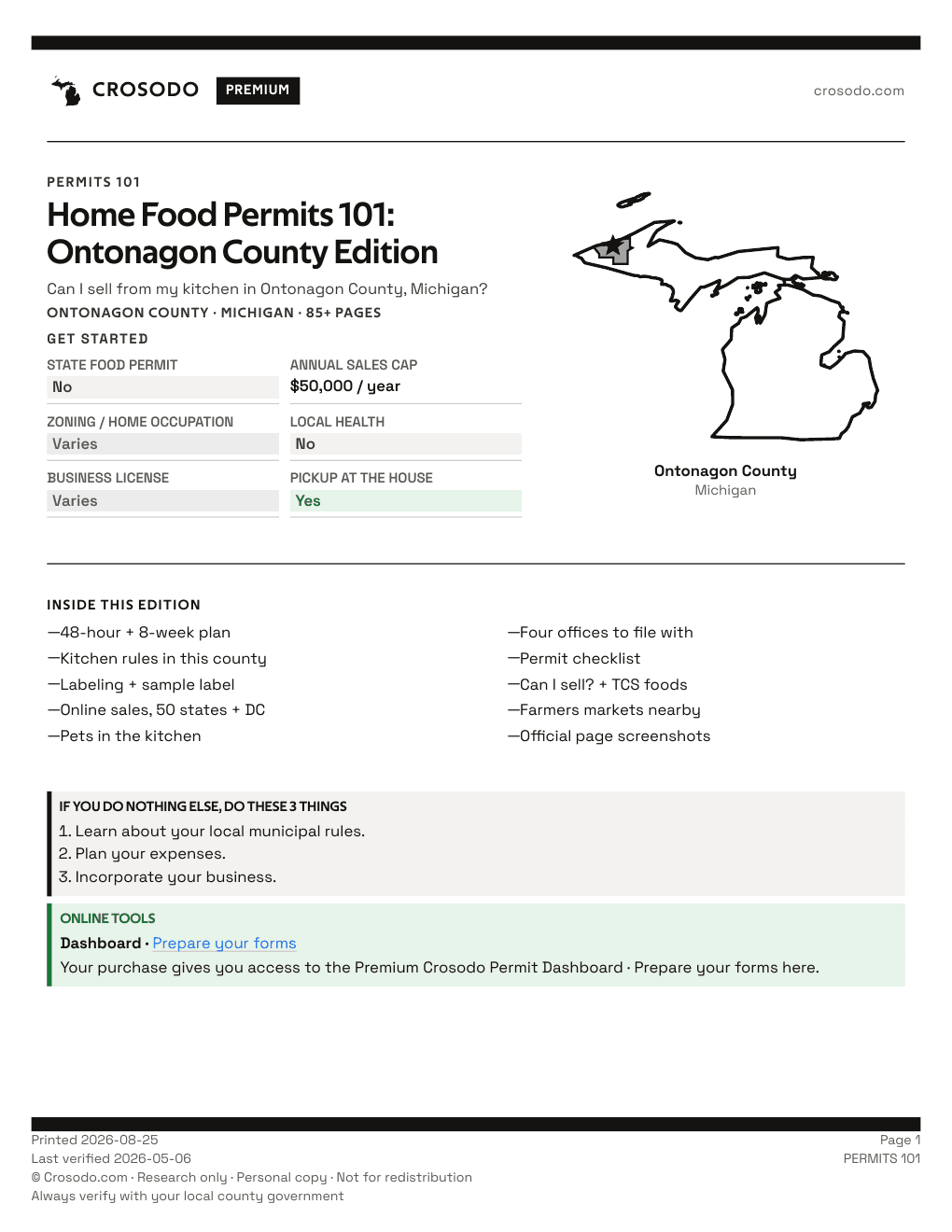 Permit Guide 101 cover for Ontonagon County