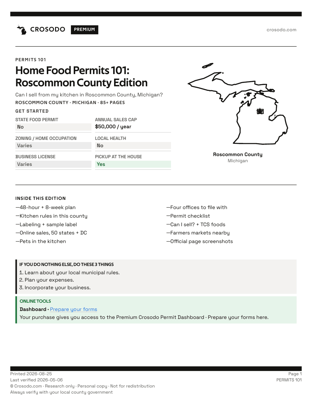 Permit Guide 101 cover for Roscommon County