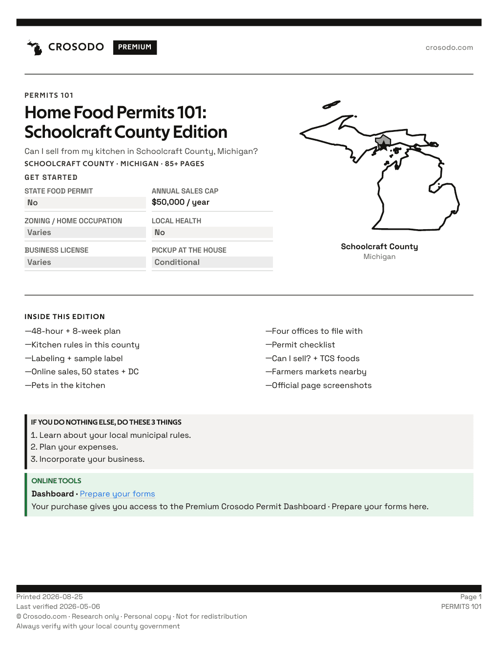 Permit Guide 101 cover for Schoolcraft County