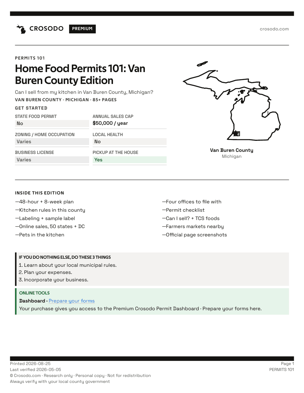Permit Guide 101 cover for Van Buren County