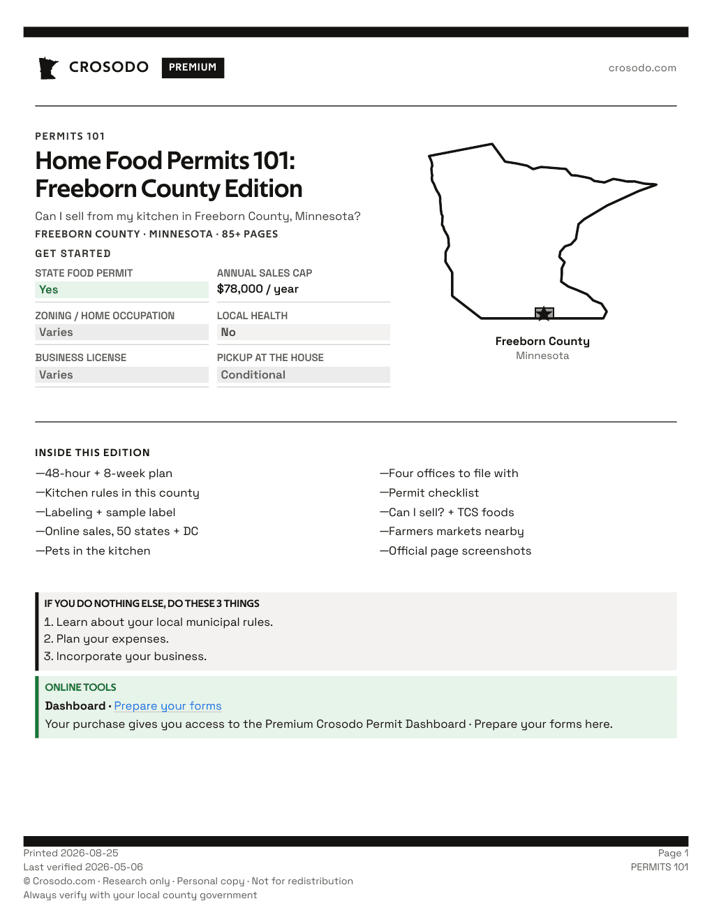 Permit Guide 101 cover for Freeborn County