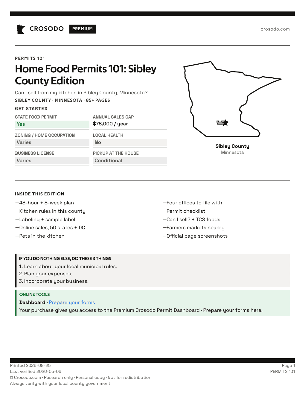 Permit Guide 101 cover for Sibley County
