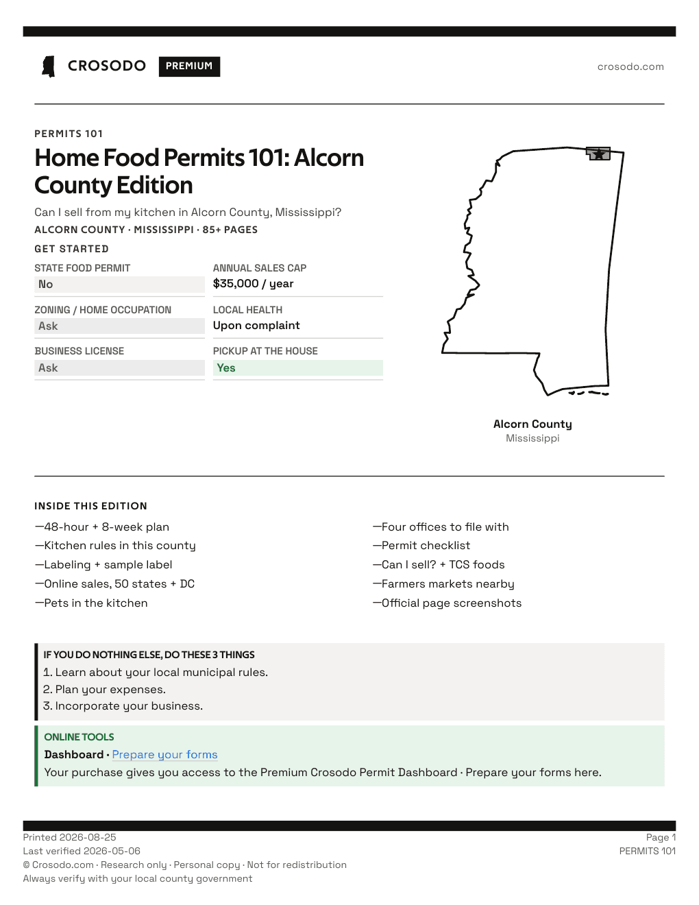 Permit Guide 101 cover for Alcorn County