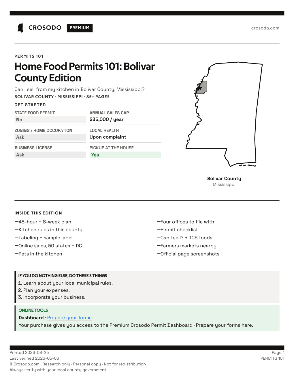 Permit Guide 101 cover for Bolivar County