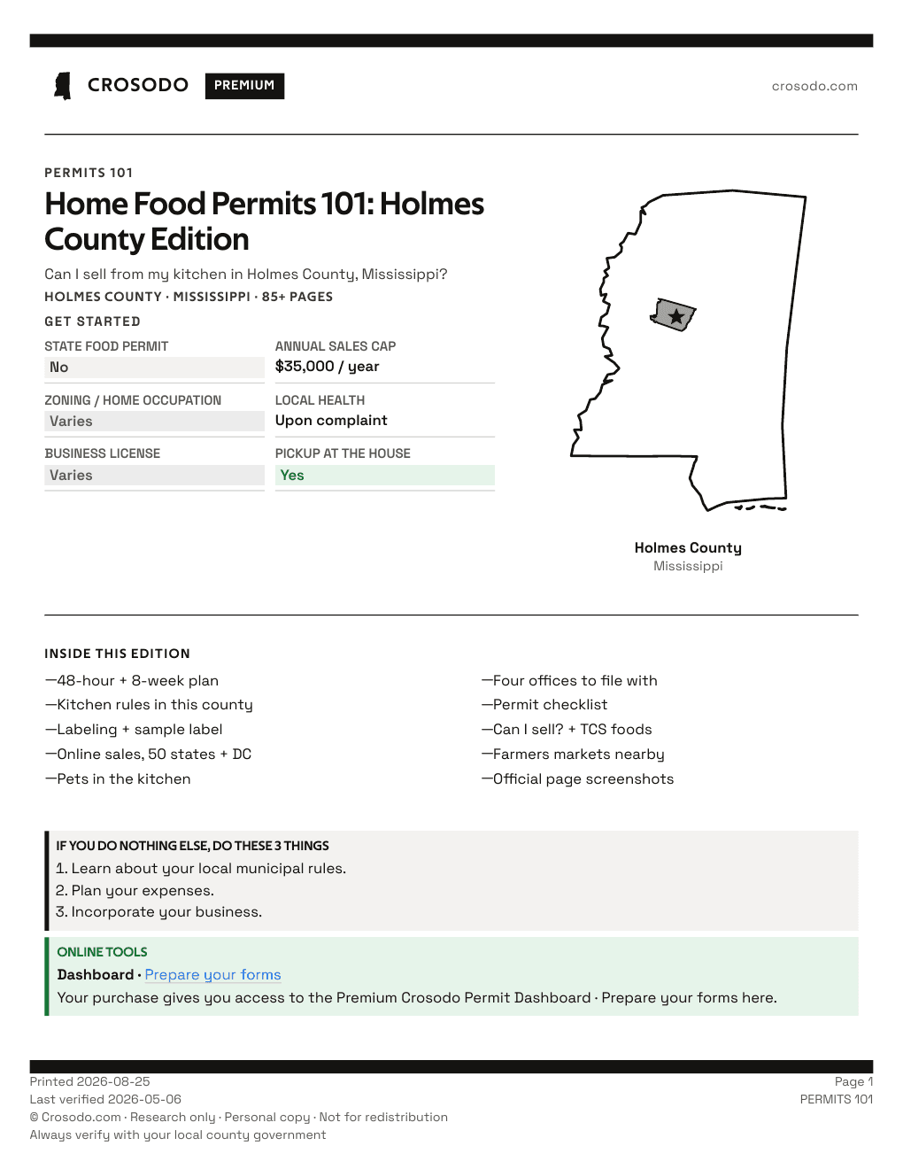 Permit Guide 101 cover for Holmes County