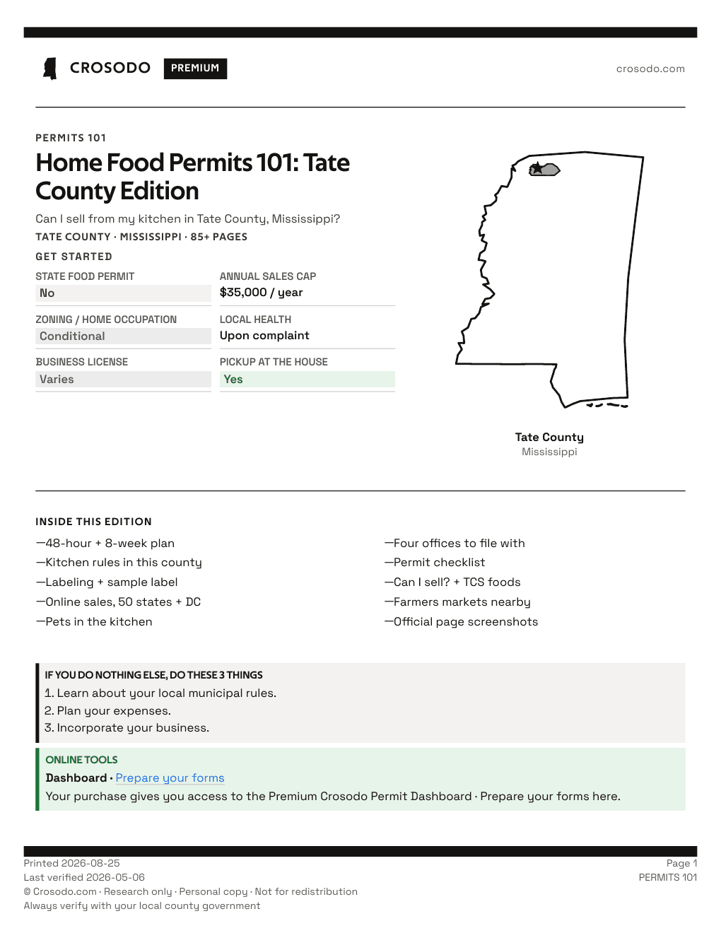 Permit Guide 101 cover for Tate County