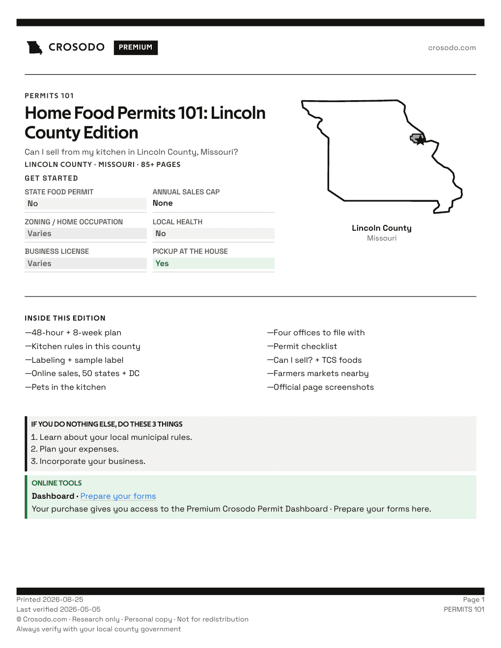 Permit Guide 101 cover for Lincoln County
