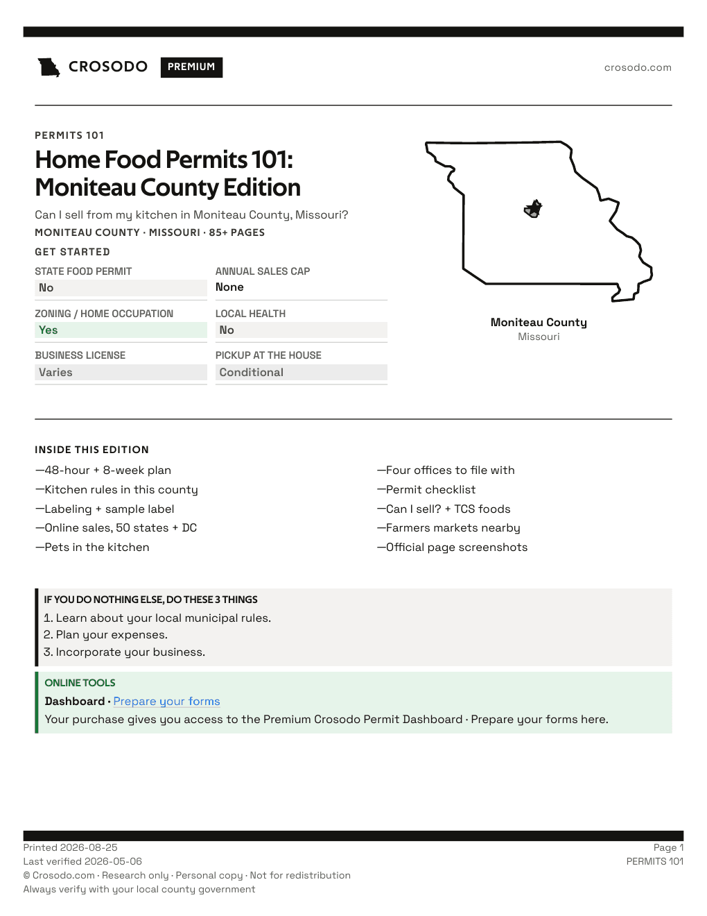 Permit Guide 101 cover for Moniteau County