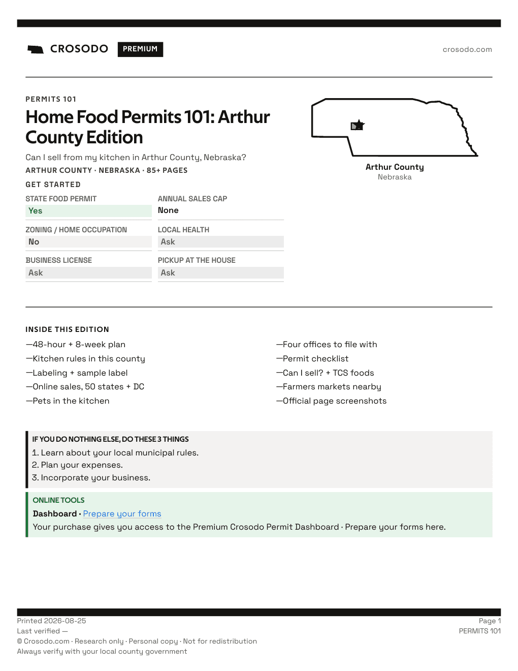 Permit Guide 101 cover for Arthur County