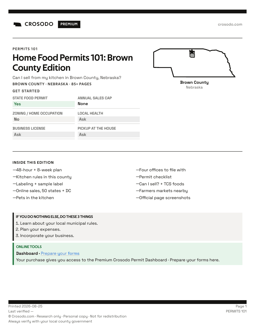 Permit Guide 101 cover for Brown County
