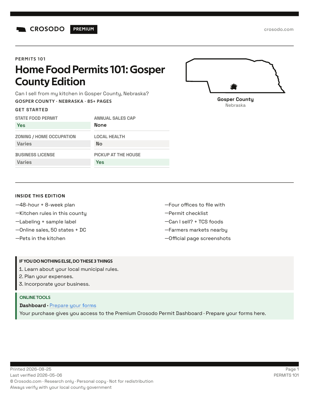 Permit Guide 101 cover for Gosper County