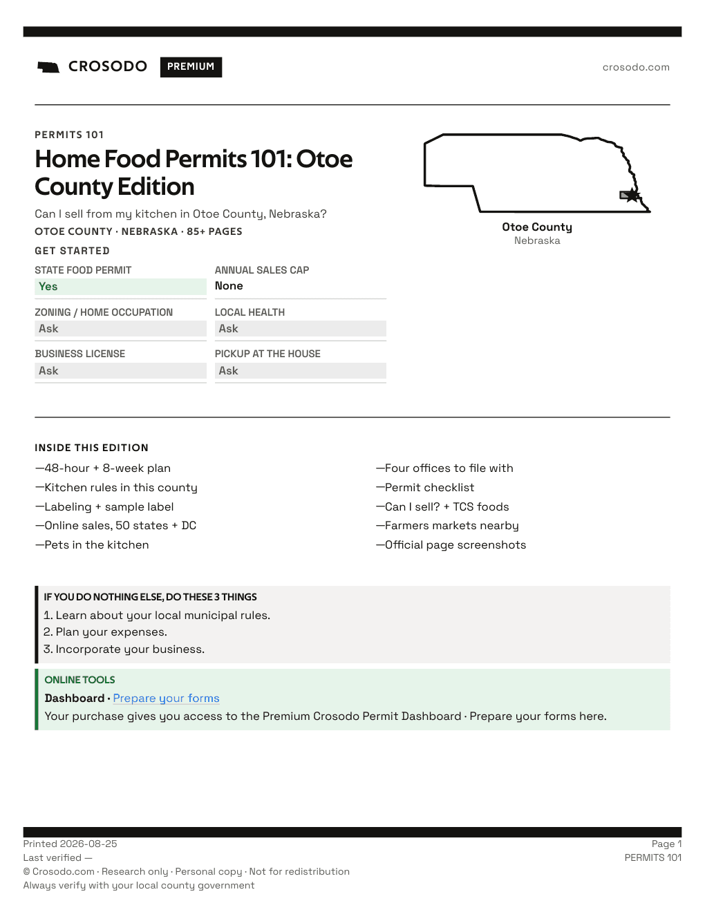 Permit Guide 101 cover for Otoe County
