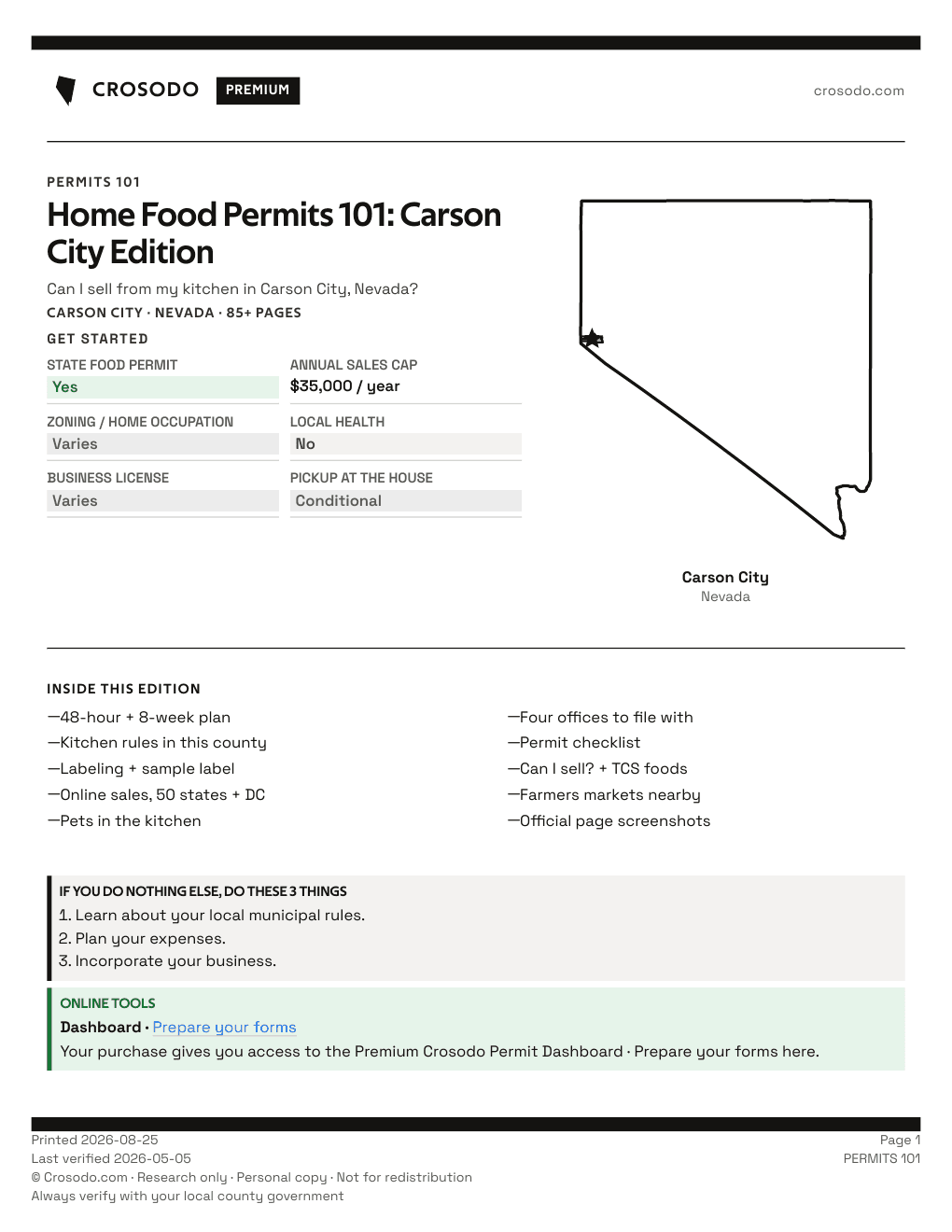 Permit Guide cover for Carson City