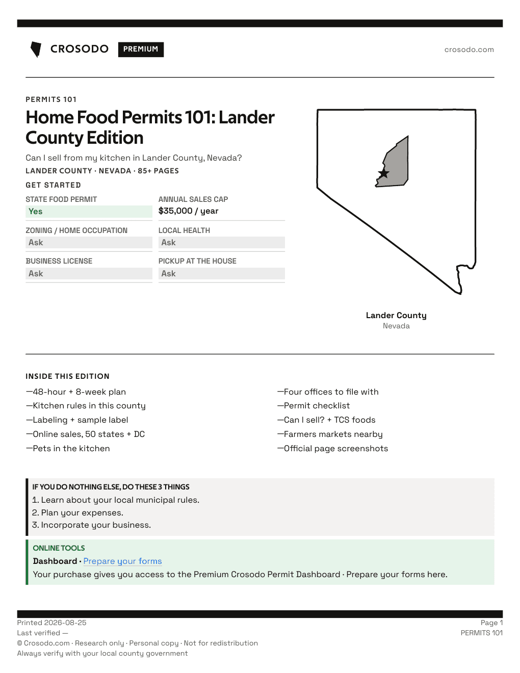 Permit Guide 101 cover for Lander County
