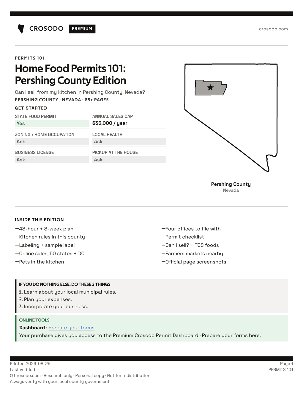 Permit Guide 101 cover for Pershing County