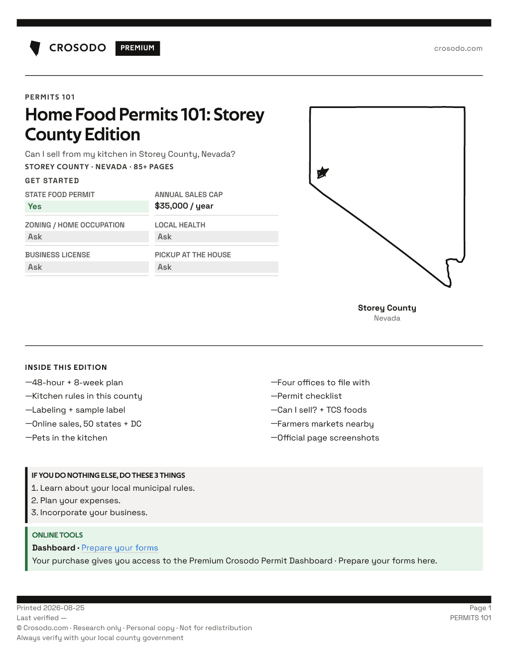 Permit Guide 101 cover for Storey County
