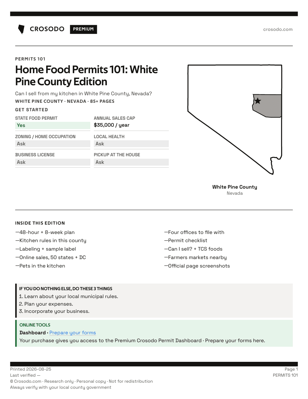 Permit Guide 101 cover for White Pine County
