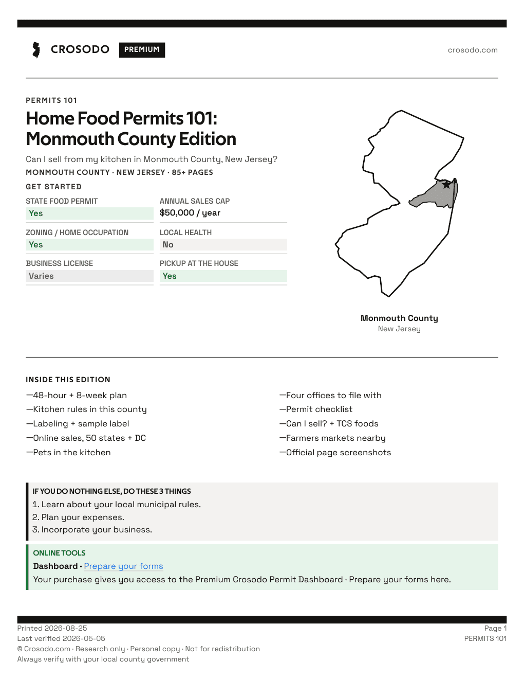 Permit Guide 101 cover for Monmouth County