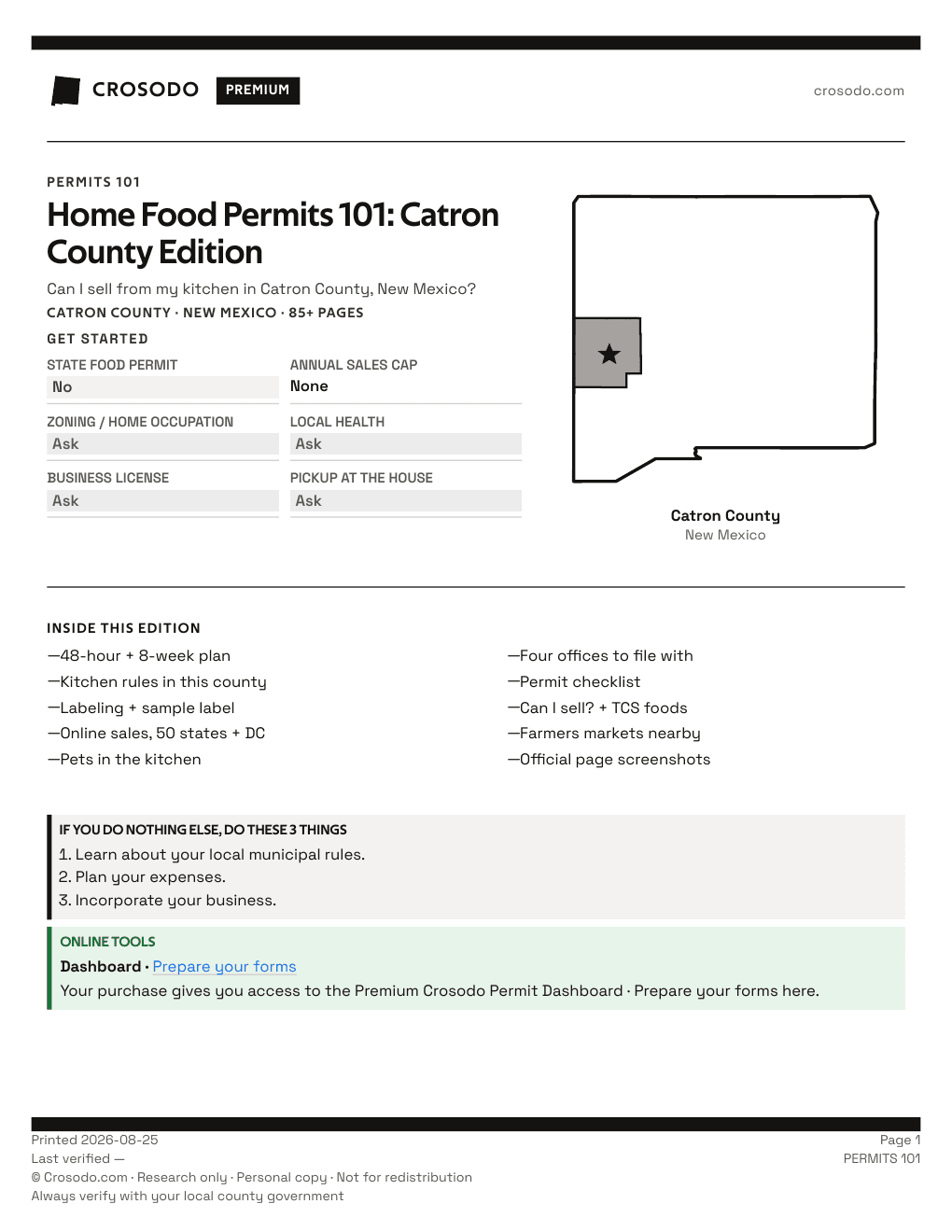 Permit Guide 101 cover for Catron County