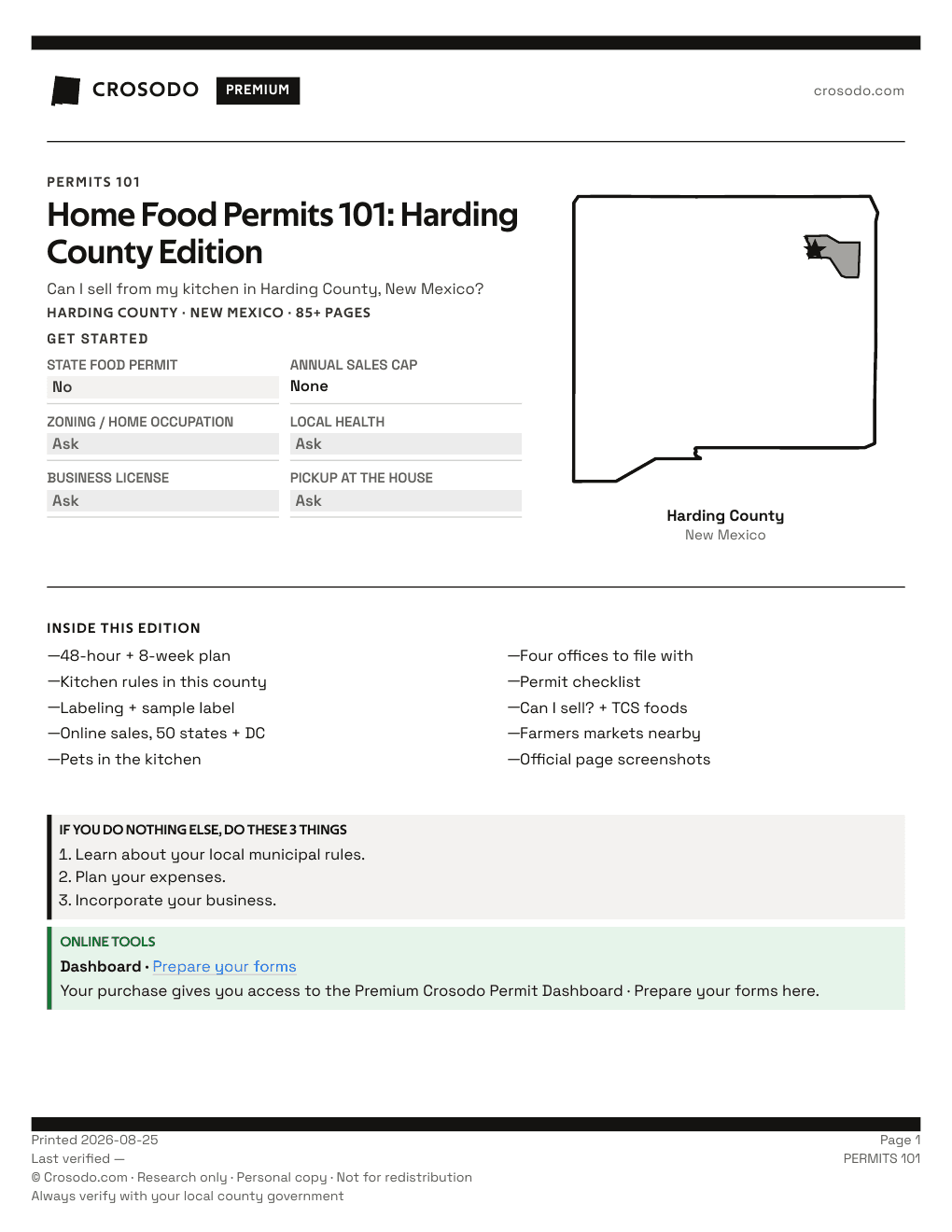 Permit Guide 101 cover for Harding County