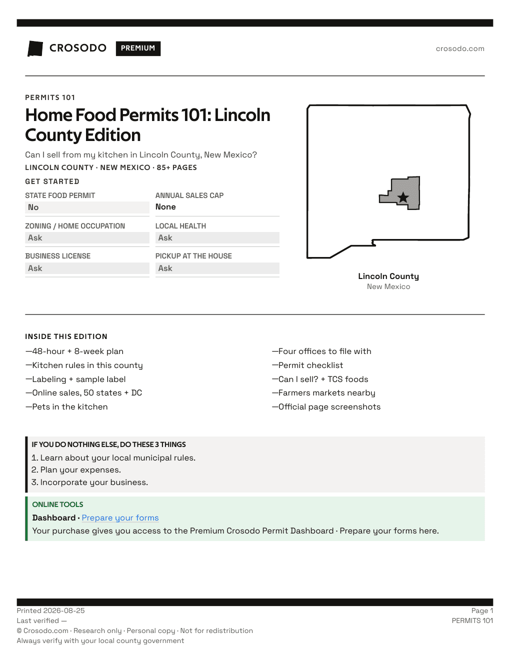 Permit Guide 101 cover for Lincoln County
