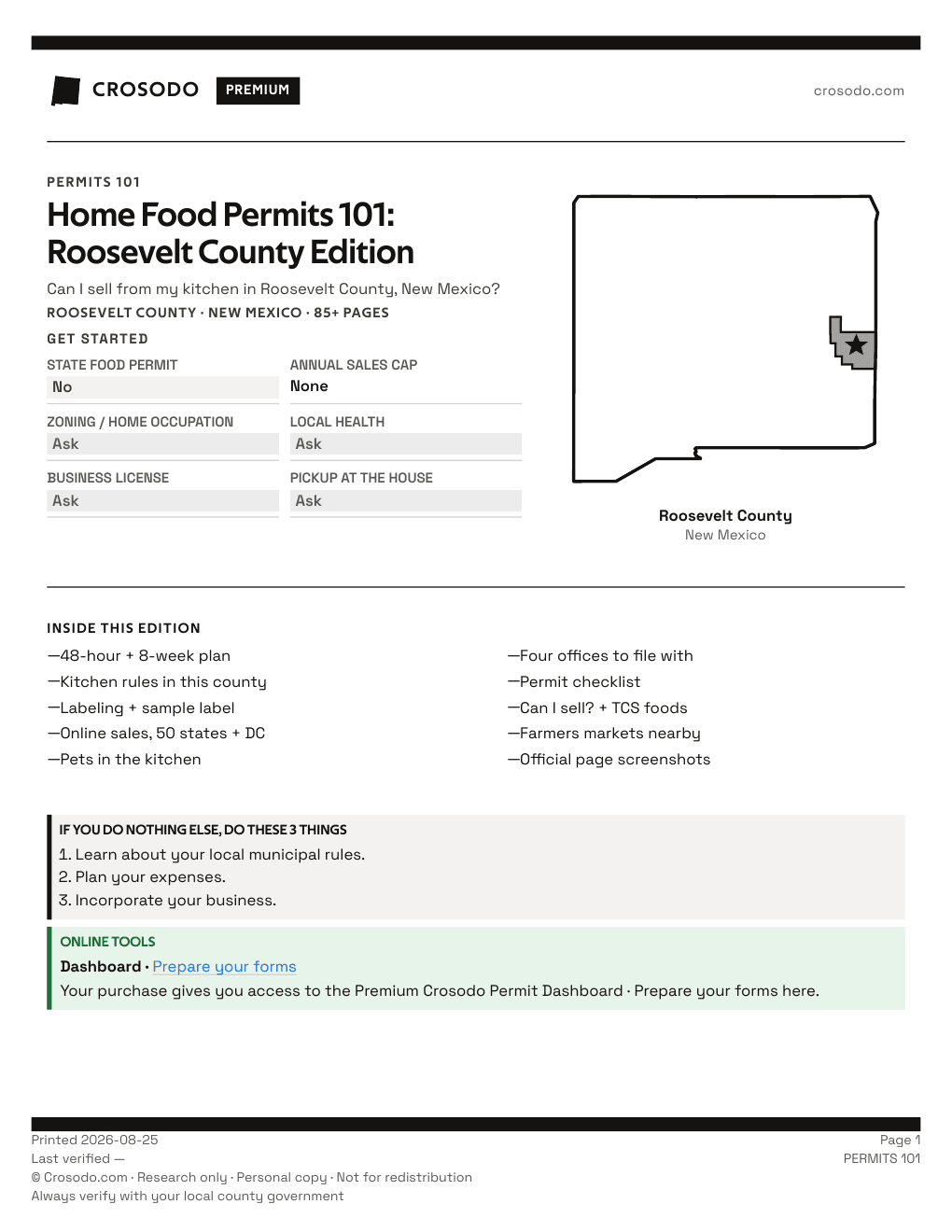 Permit Guide 101 cover for Roosevelt County