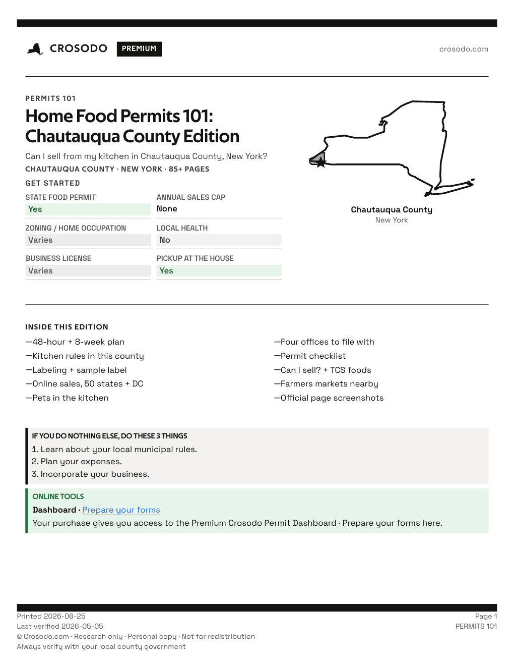 Permit Guide 101 cover for Chautauqua County