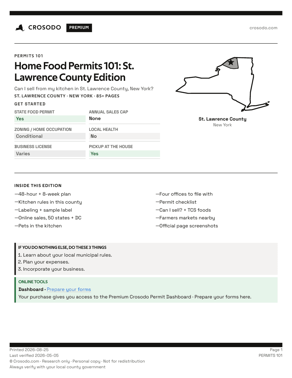 Permit Guide 101 cover for St. Lawrence County